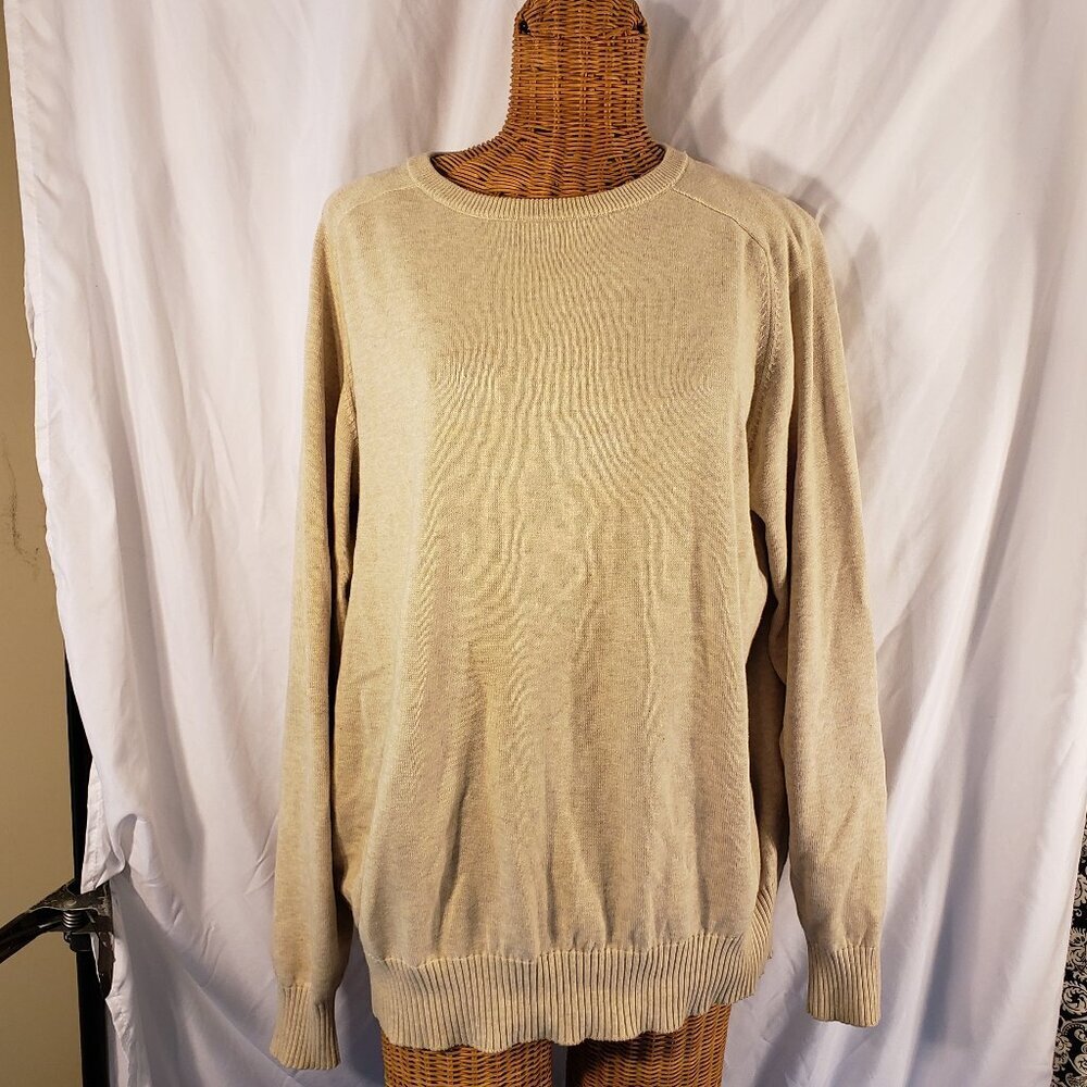 EILDON HILLS Men's Oatmeal Crew Neck Sweater - M